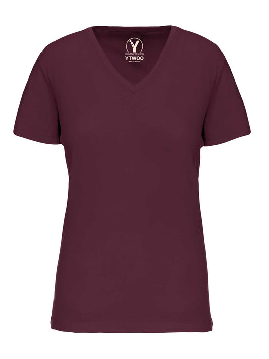 Basic Damen T-Shirt mit V-Ausschnitt aus Bio-Baumwolle in Conversion
