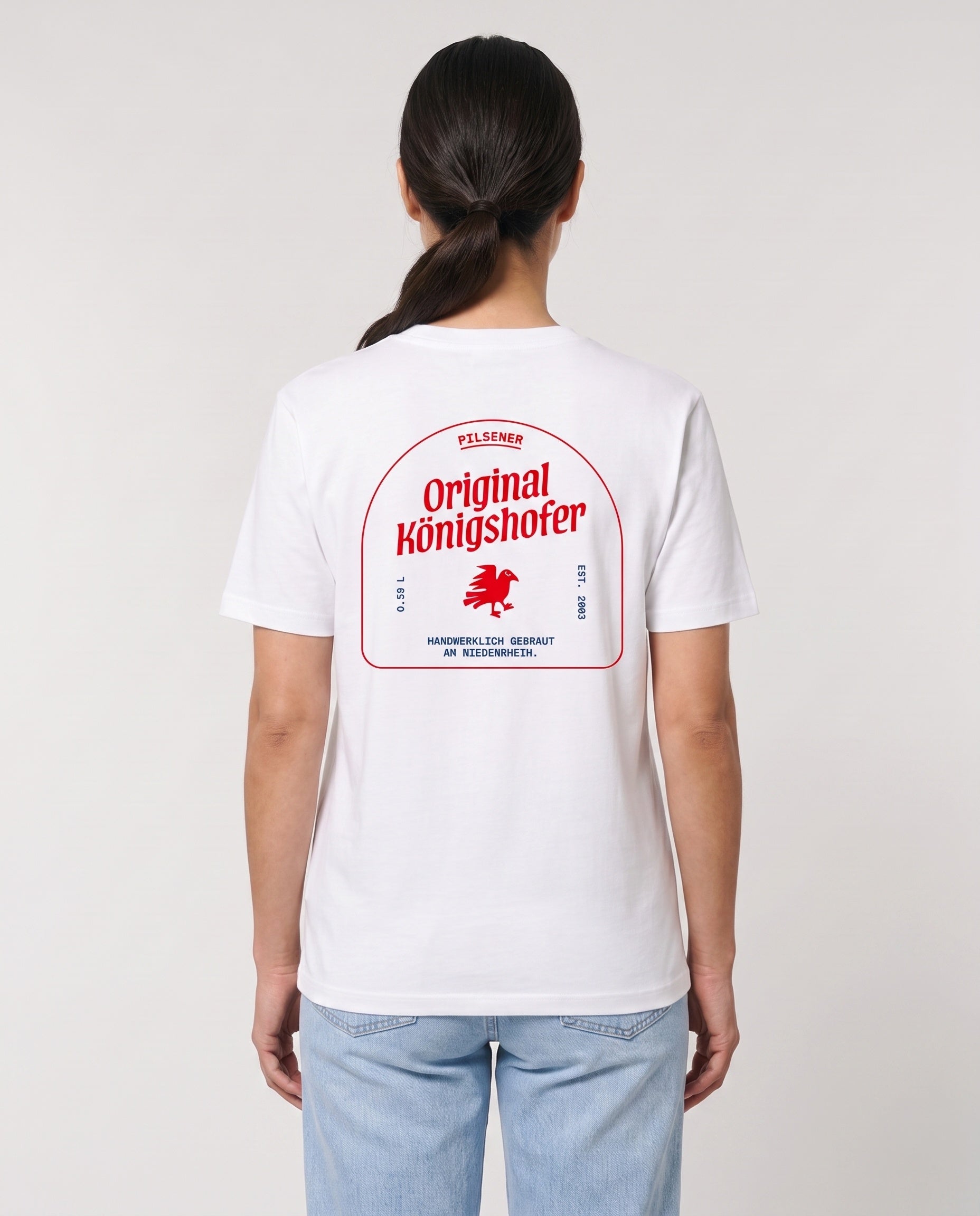 Heavy T-Shirt Brauerei Königshof - model-hinten - Rot - Weiß