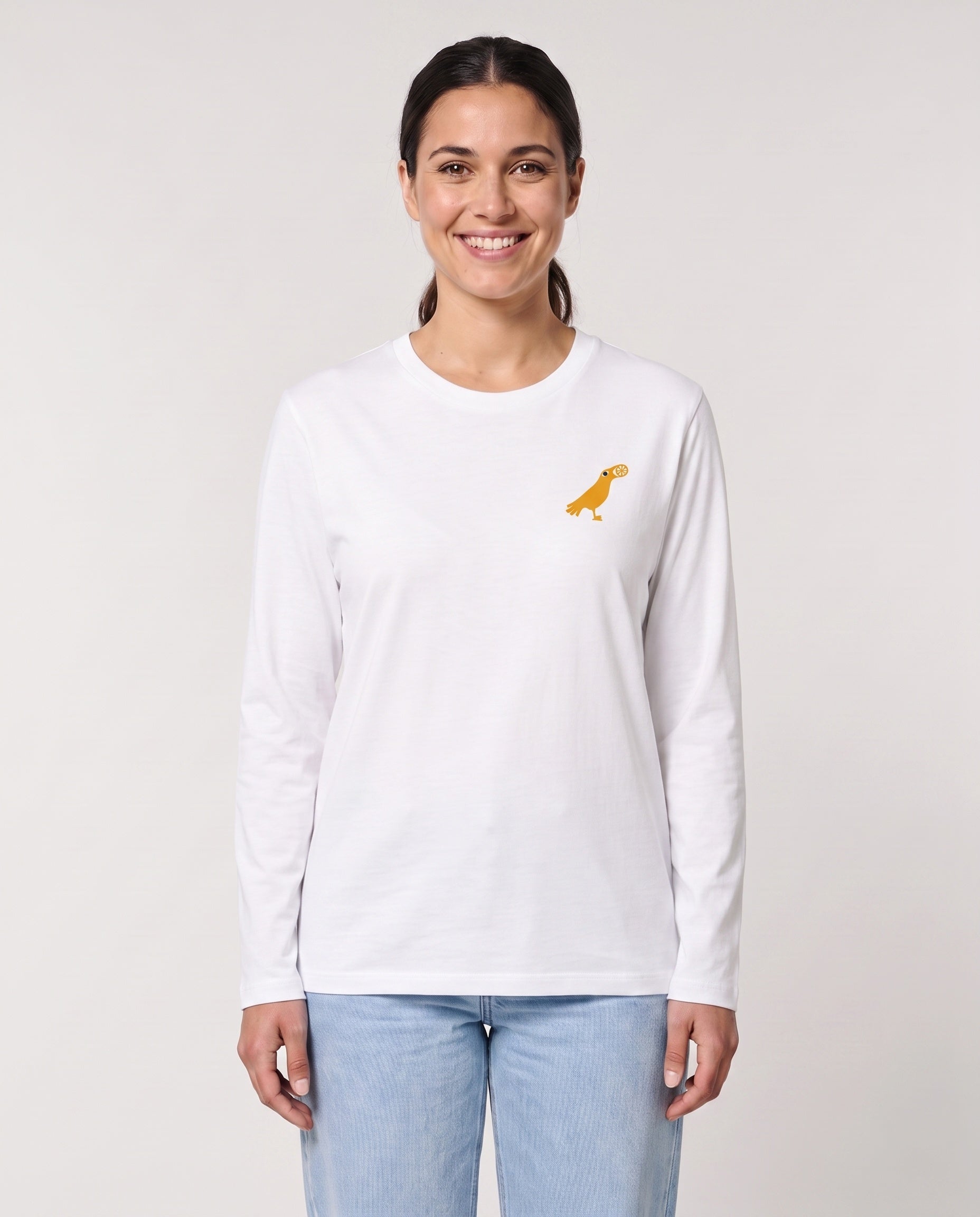 Middleweight Langarmshirt Brauerei Königshof - model-vorne - Gelb - Weiß