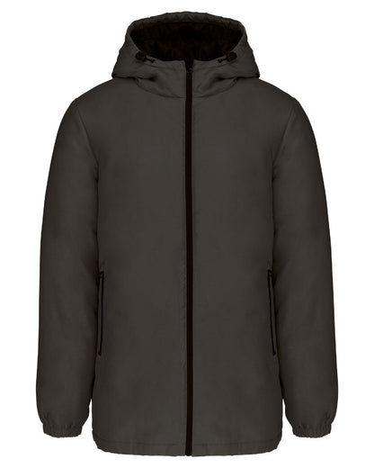 DUNKELGRAU-FRONT-Parker-Regenjacke-Unisex-Wasserabweisend-Winter-Herbst-Recyceltes-Polyester-UEbergangsjacke-Kapuze-Parka-Padded-Stepp-Nachhaltig-Susatinalble-Recycelt