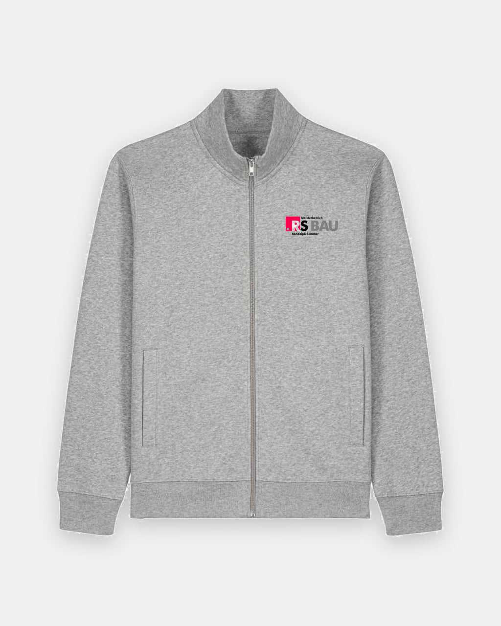 High Neck Zip Sweatshirt Unisex - Heather Grey