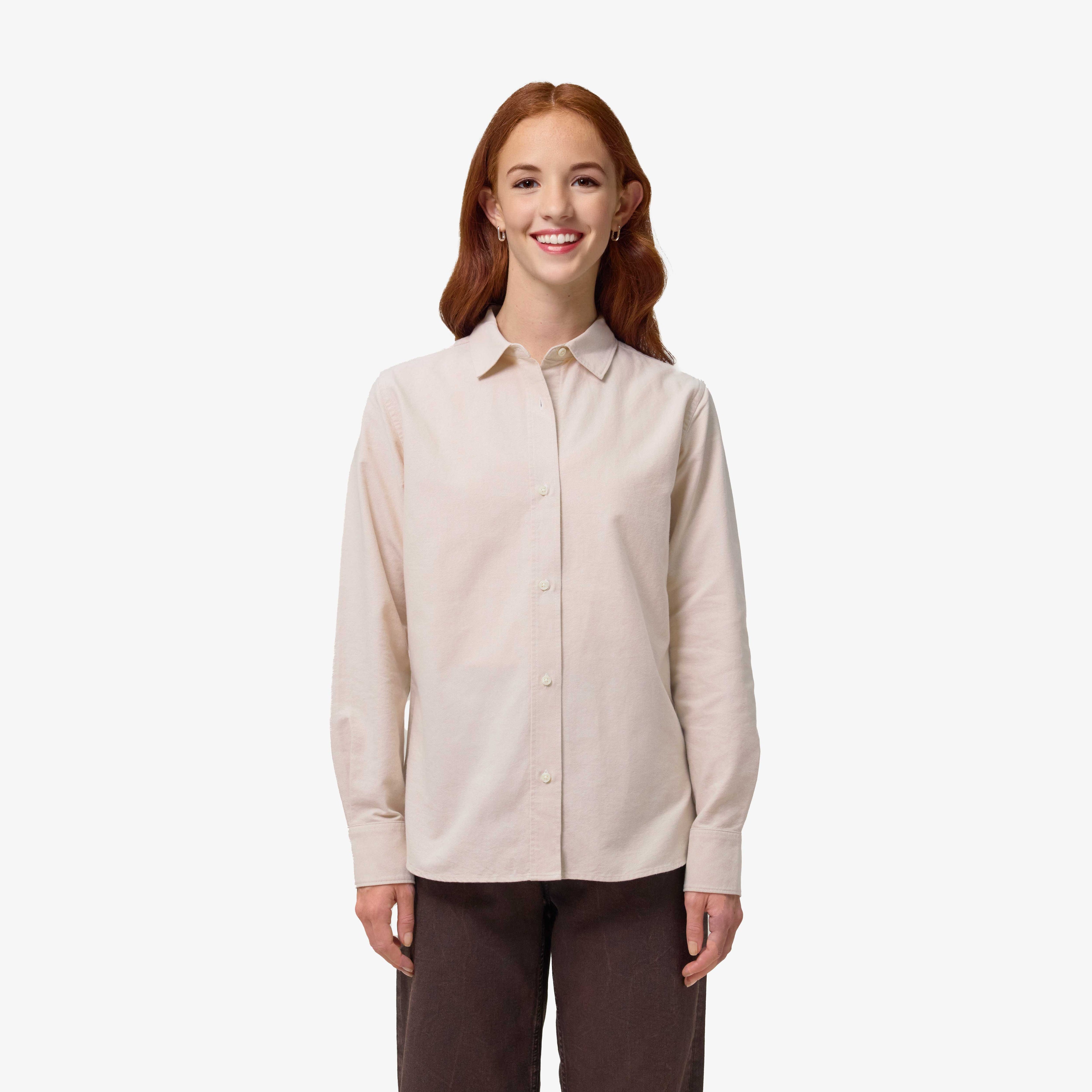 Damen-Oxford-Hemd aus Bio-Baumwolle - Beige Oxford