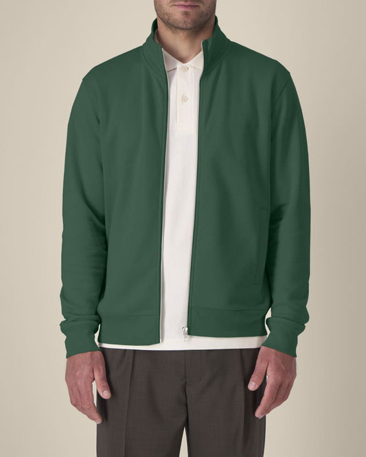 High Neck Zip Sweatshirt Unisex - Bottle Green
