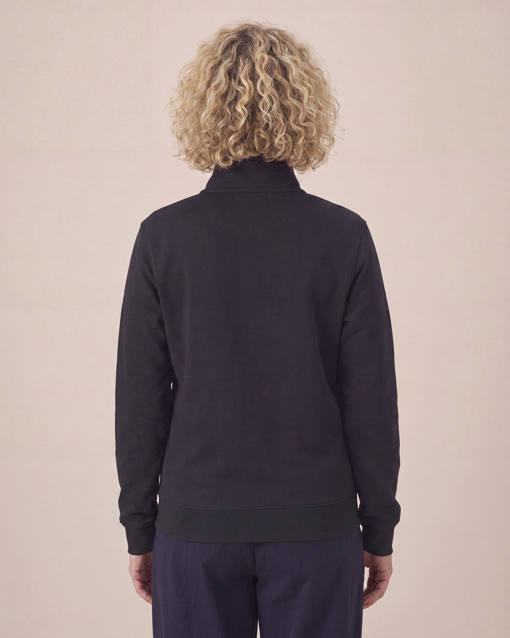 High Neck Zip Sweatshirt Unisex - Schwarz