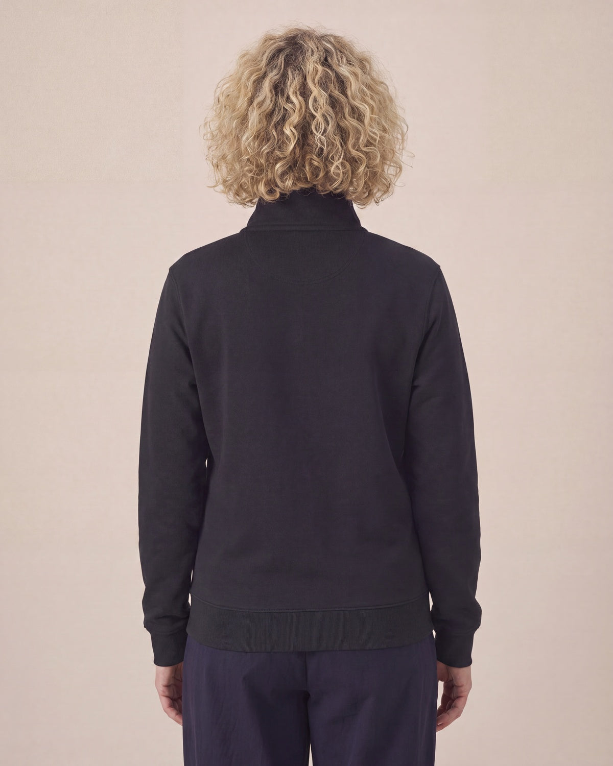 High Neck Zip Sweatshirt Unisex - Schwarz