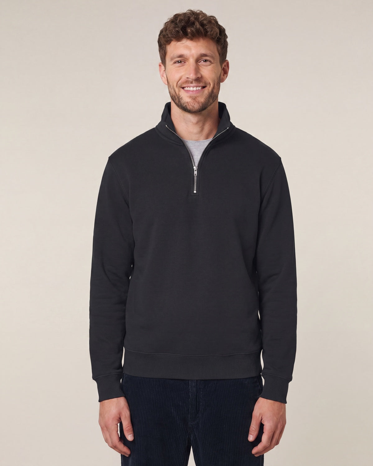 Quater Zip Sweatshirt Unisex - Schwarz