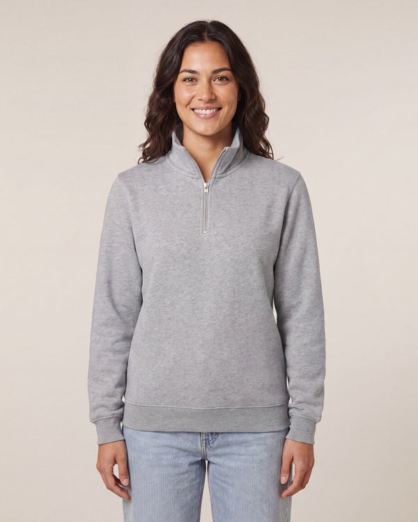 Quater Zip Sweatshirt Unisex - Heather Grey