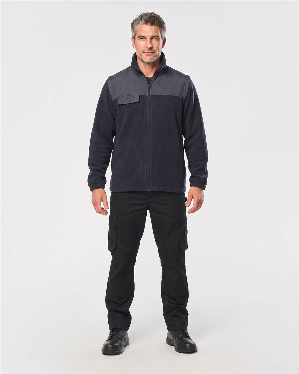Herren Arbeits-Fleecejacke 2-in-1 - Navy