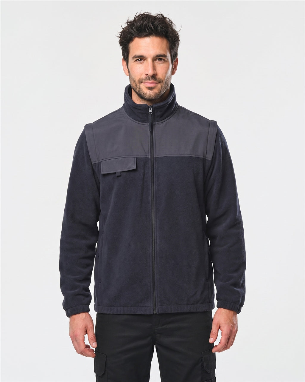 Herren Arbeits-Fleecejacke 2-in-1 - Navy