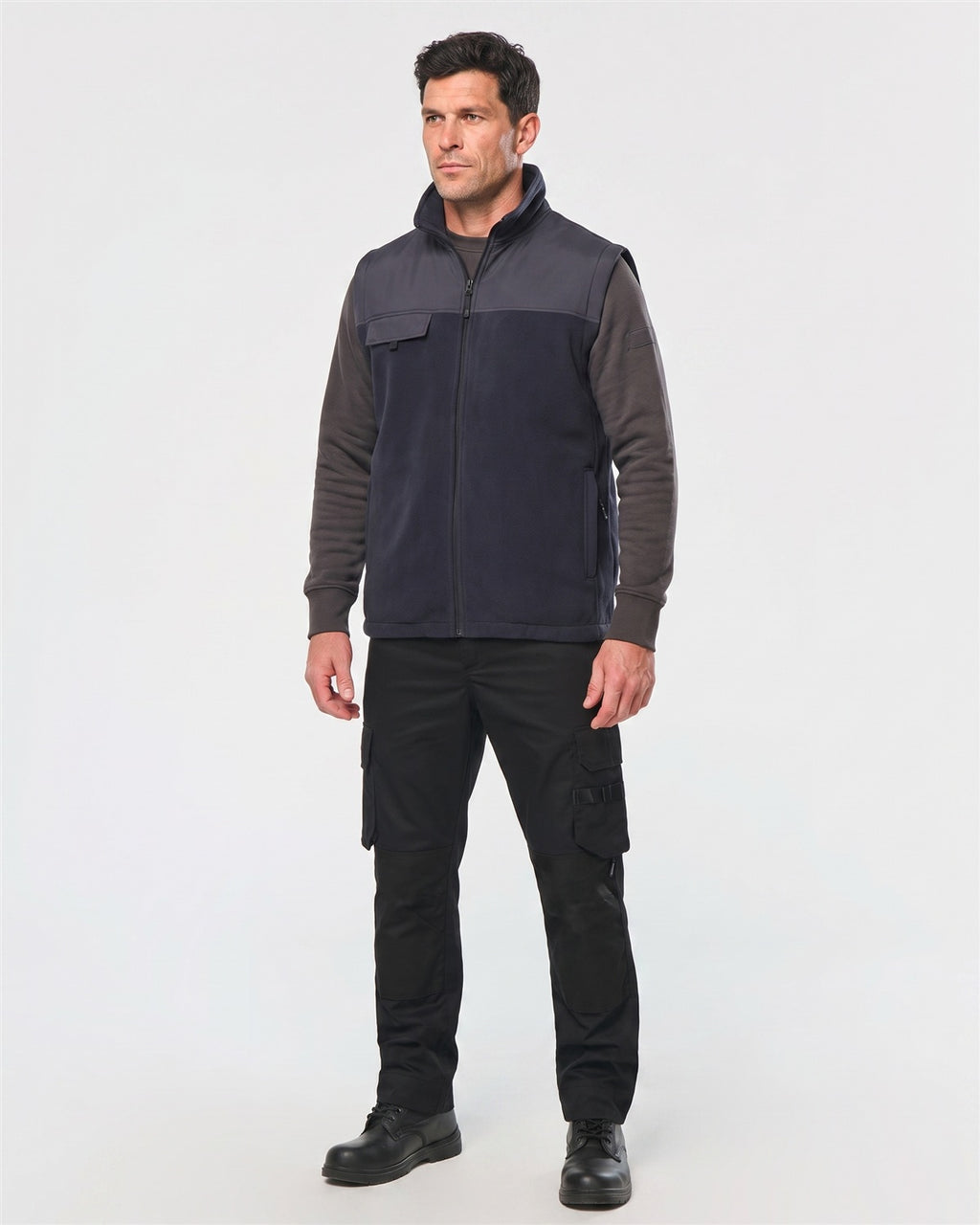 Herren Arbeits-Fleecejacke 2-in-1 - Navy