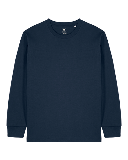 Schweres-YTWOO-Unisex-Langarmshirt-Eco-Fair-Organic-100-Bio-bauwolle-Nachhaltig-Navy-PACK-FRONT