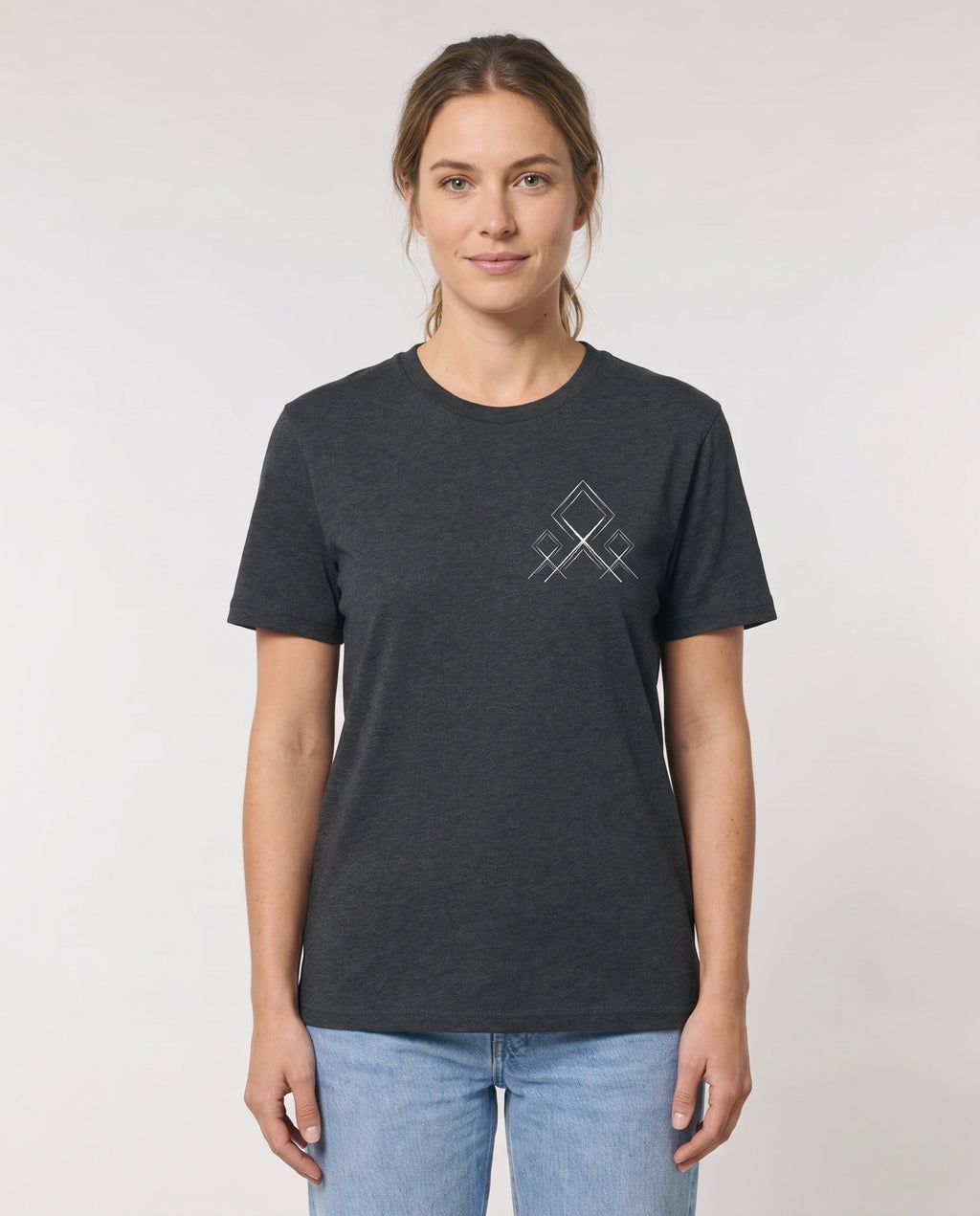 Mediumweight T-Shirt Logo Stammeszeit - model-vorne - Dark Heather Grey