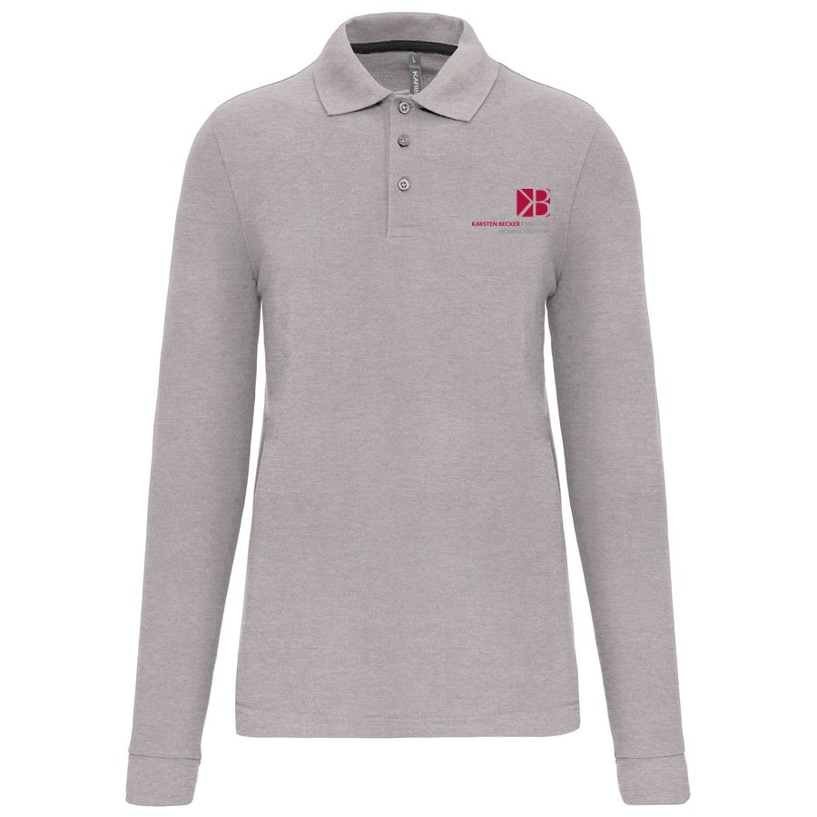 Herren Arbeits-Poloshirt Langarm Tischlerei Becker - Oxford Grey