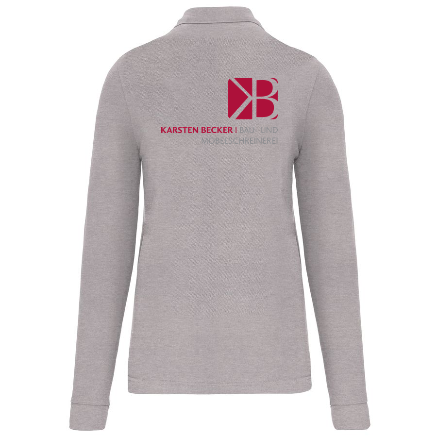 Herren Arbeits-Poloshirt Langarm Tischlerei Becker - Oxford Grey
