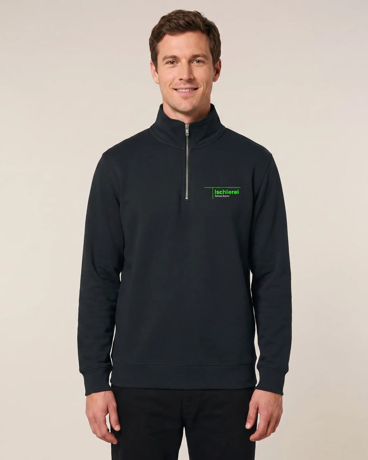 Quater Zip Sweatshirt Tischlerei Escher - Schwarz