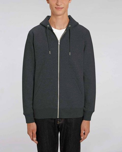 Herren Hoodie Jacke aus Bio-Baumwolle und recyceltem Polyester, meliert